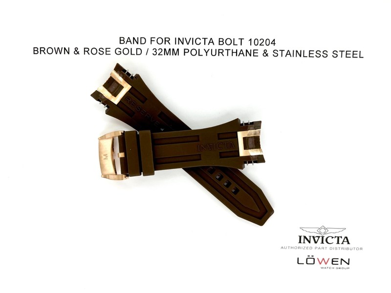 Authentic Invicta Bolt 10204 Brown & Rose Gold Polyurethane 32mm Watch Band gallery