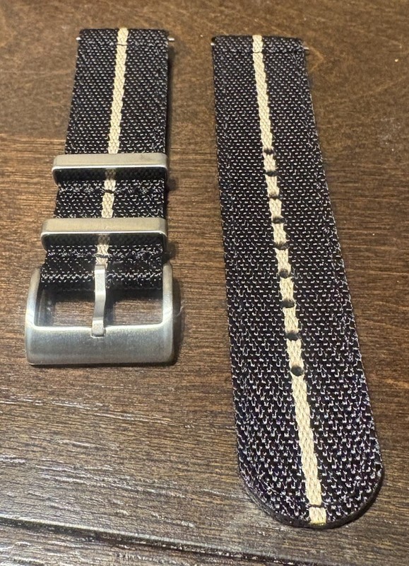 22mm Nylon Canvas Watch Band Strap Quick Release Spring Bars Black And Cream