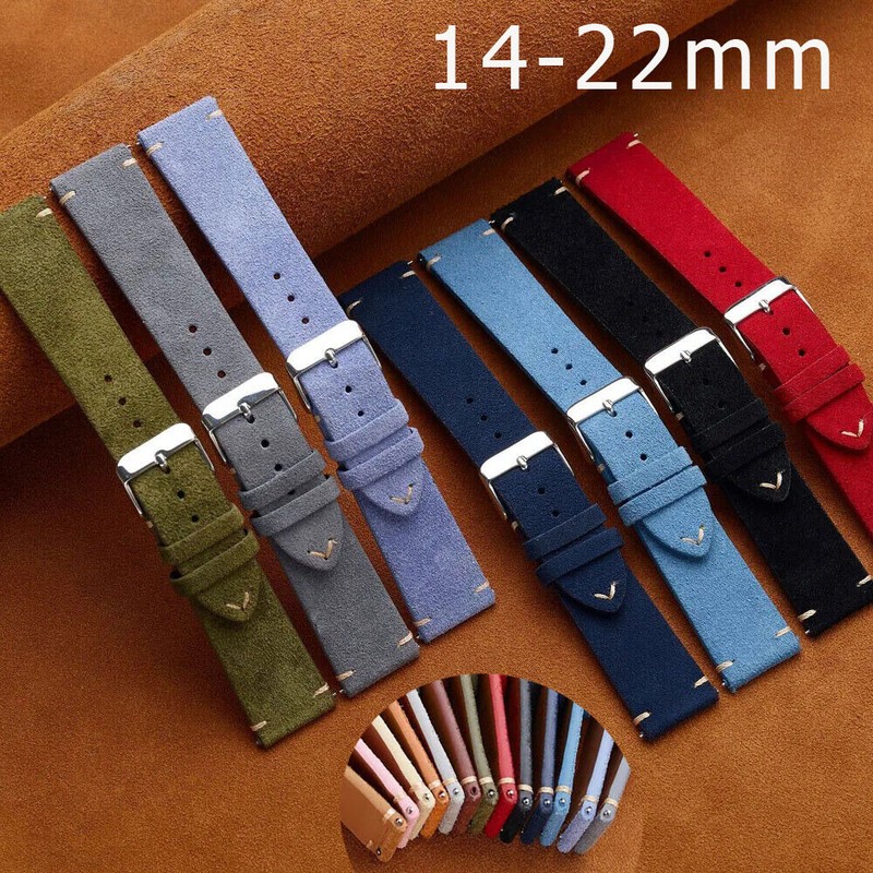 Vintage Matte Velvet Genuine Leather Strap 14 16 18mm 20mm 22mm Watch Band Belt