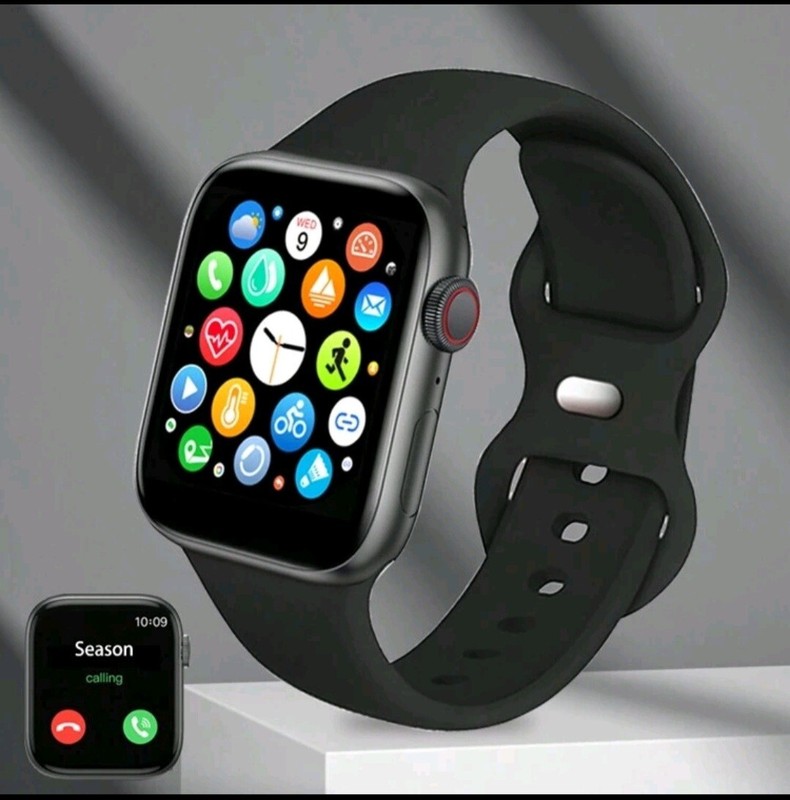 1pc Black Silicone Strap Smart Watch With 1.44 Inch Touchscreen, MultiFunctional