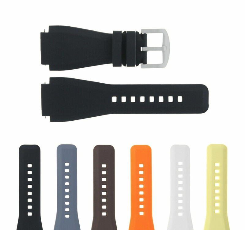 24MM RUBBER STRAP DIVER BAND FOR BELL ROSS BR-01 BR-03 STAINLESS STEEL BUCKLE