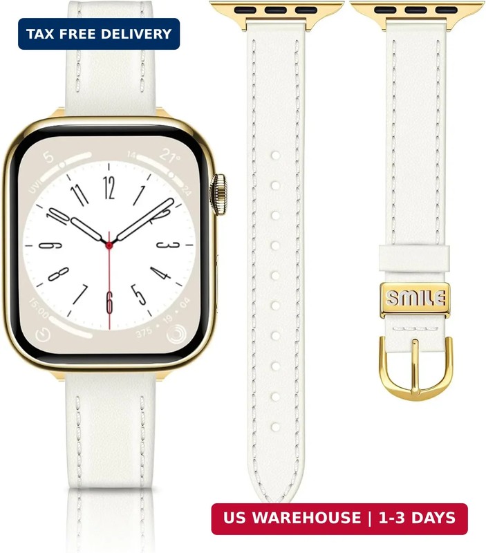 JR.DM Slim Leather Bands Compatible with Apple Watch Band 38mm 40mm 41mm 42mm 44