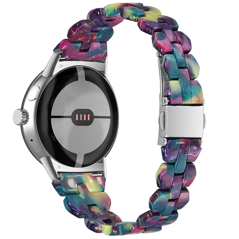 For Google Pixel Watch 1 2 Band Rhombic Resin Stainless Steel Watch Band Strap gallery