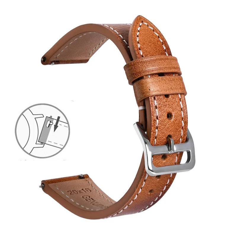 Oil Wax Leather Watch Band 17/18/19/20/21/22/24mm Calfskin Universal Quick.