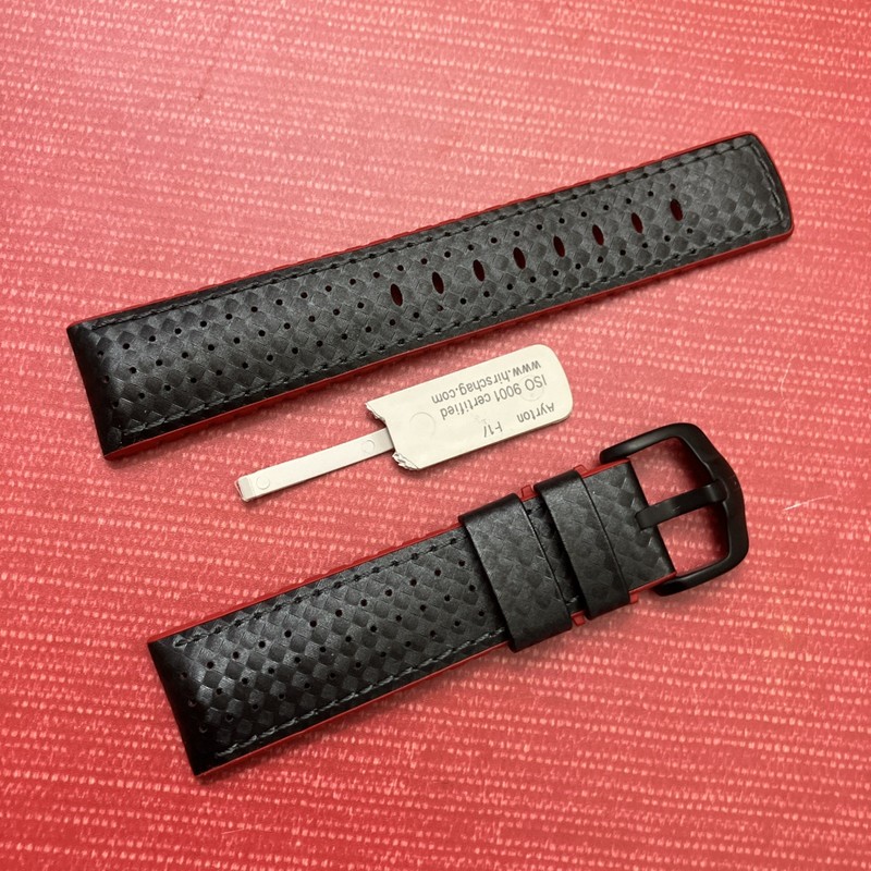 HIRSCH Ayrton Leather Watch Strap – Black-Red L 22mm
