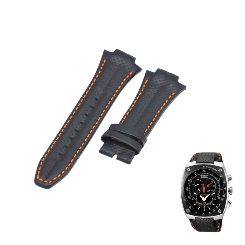 Sportura SNL021P1 15mm Black Leather Watch Strap For Seiko