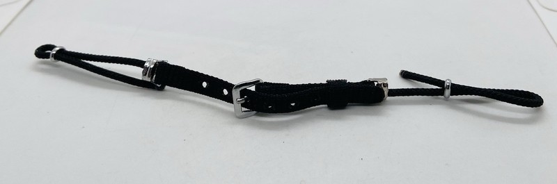 NEW NOS VINTAGE WATCH BAND Black CORD Unique BUCKLE CLOSE Adjust Length To Fit U