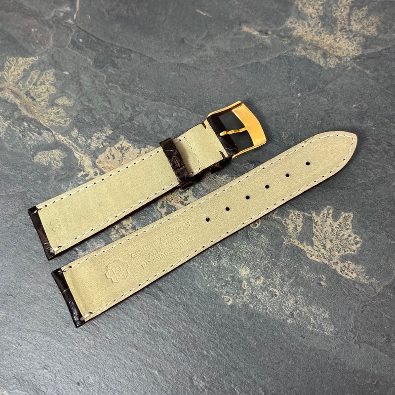 Genuine American Alligator Watch Band Strap Hand Crafted Italy 20mm Dark Brown gallery