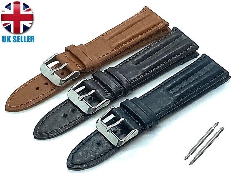 PLAIN ITALIAN LEATHER HANDMADE WATCH STRAP BAND BLACK BROWN TAN 16-18-20-22-24MM