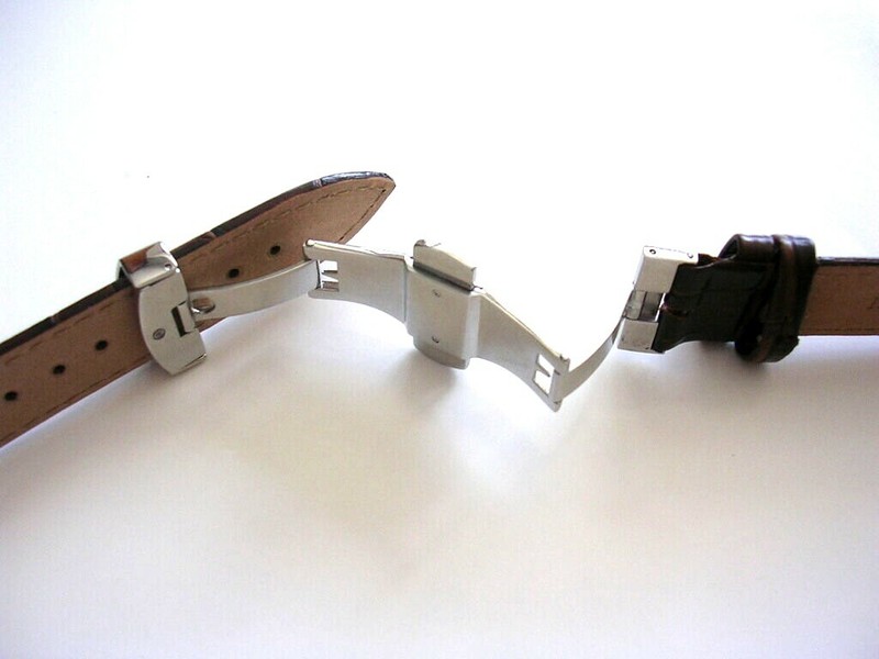 18mm Deployment Buckle Push Button Butterfly Clasp Silver 316L S.S IW SUISSE USA gallery