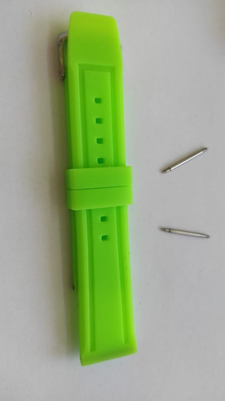 Luxmark Luminous Silicone Watch Strap Glowing in Dark Silver Buckle 24mm -green gallery