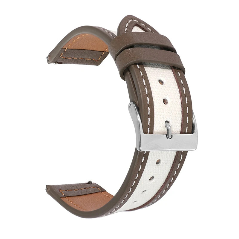 Elegent Leather Canvas Fabric Watch Strap Band 20mm 22mm Bracelet Wristband Belt