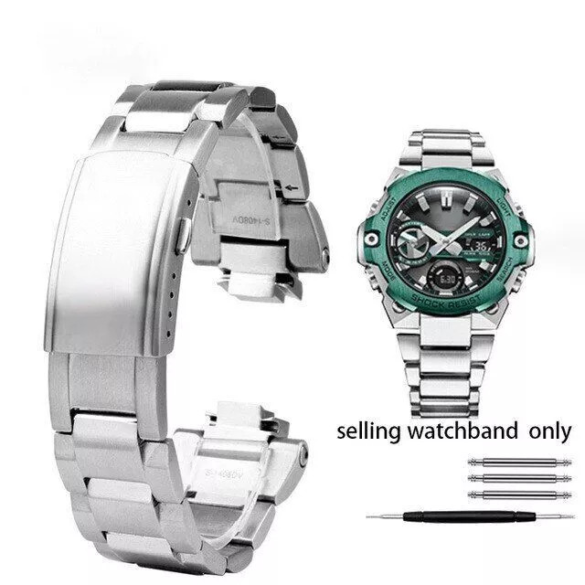 Solid Stainless Steel Watch Band Strap For CASIO G-Shock GST-B400 Bracelet+Tool