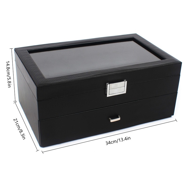 24 Slots Men Watch Box Organizer Large Watch Holder Jewelry Storage Display Case gallery