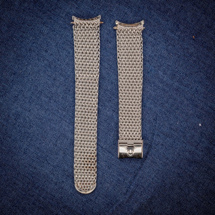 Vintage Omega Mesh Milanese Bracelet Ref 1148 No.12 17mm Steel Signed Clasp