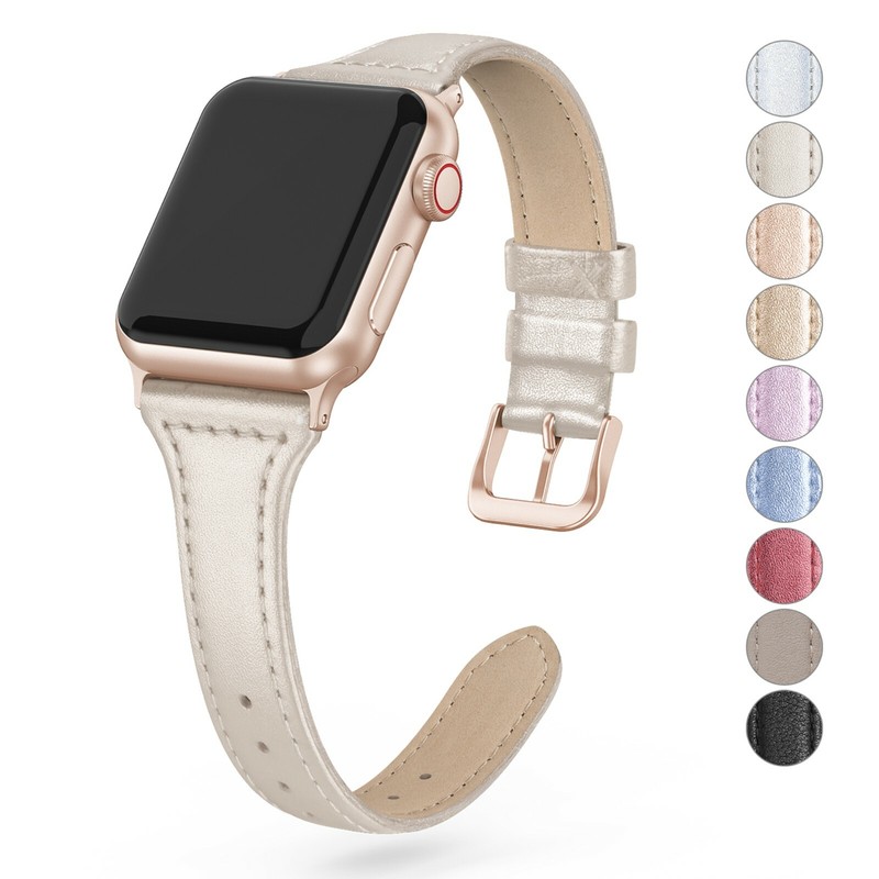 Leather Style Design Band for Apple Watch Series 8, 7, 6, 5, 4, 3, 2, 1, SE