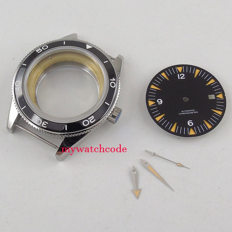 41mm sapphire glass no logo Watch Case + dial + hand fit ETA 2824 2836 MOVEMENT