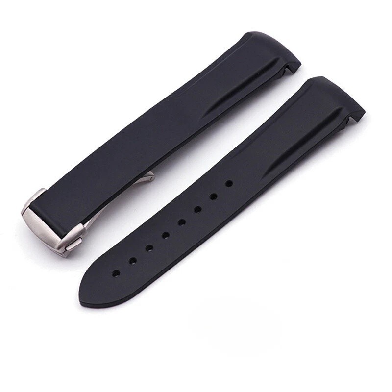 Luxury Silicone Watch Band Strap Curved End Waterproof 19/20/21/22mm Fit 0mega