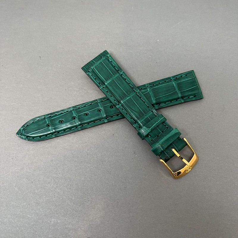 Genuine American Alligator Watch Band Strap Hand Crafted in Italy 19mm Emerald