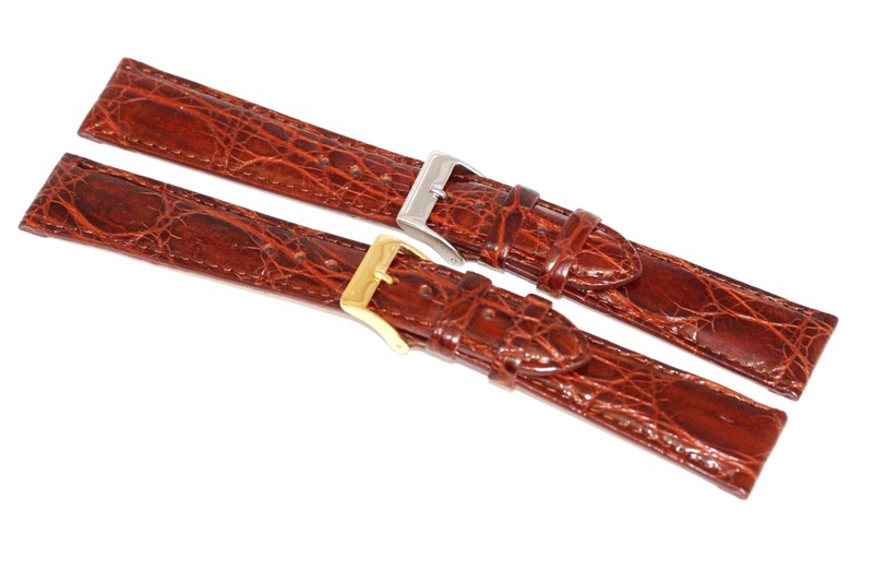 Genuine Crocodile Cognac Brown Stitched Watch Band Strap Handmade In Italy