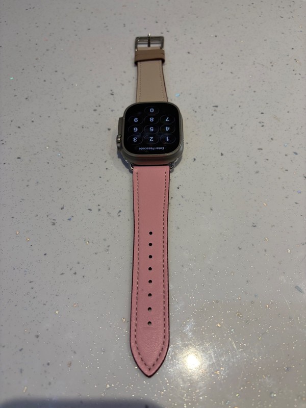 Fits Apple Watch Series Ultra 10 9 8 7 SE Strap Band Her Mes Cream and pink