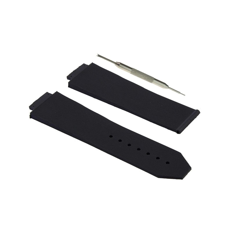 25MM RUBBER WATCH STRAP BAND FOR HUBLOT BIG BANG CLASSIC FUSION BLACK