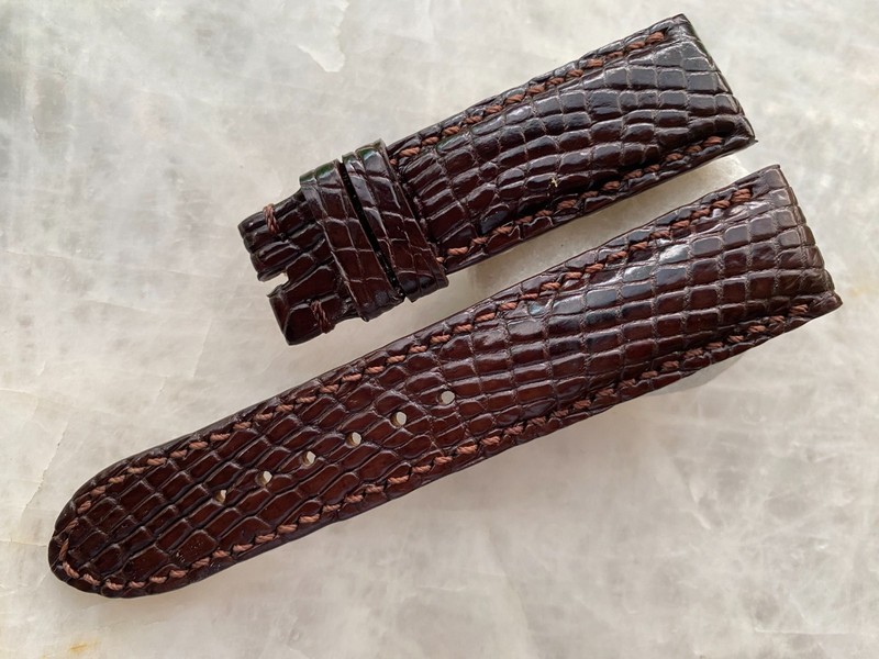 22mm/20mm Brown Alligator Crocodile Print Leather Watch Strap Band