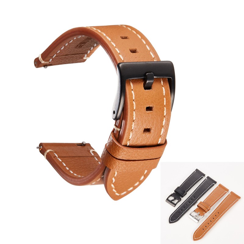 Watch Bands Cowhide Genuine Leather Wristwatch Strap Part Accessories Brown 20mm