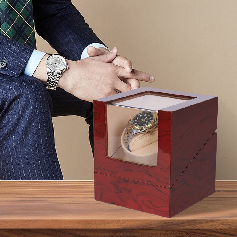 Wood Single Automatic Watch Winder Storage Display Box With Quiet Motor Gift