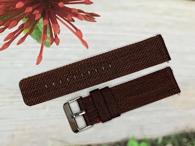 22 mm Smartwatch Brown Canvas Strap Quick Release Spring Bar Most Watches