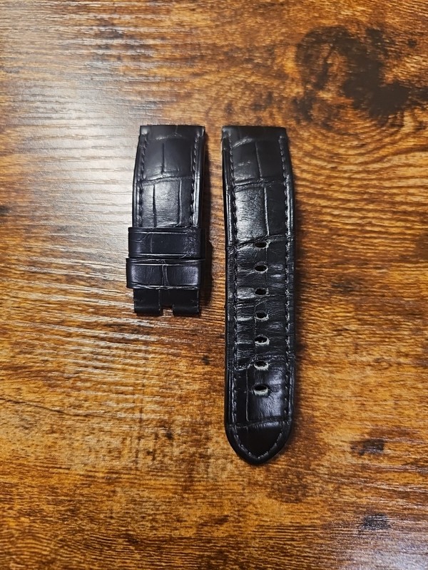 Panerai Watch 24/22mm OEM Black Alligator Watch Strap For Tang Ardillion Buckle