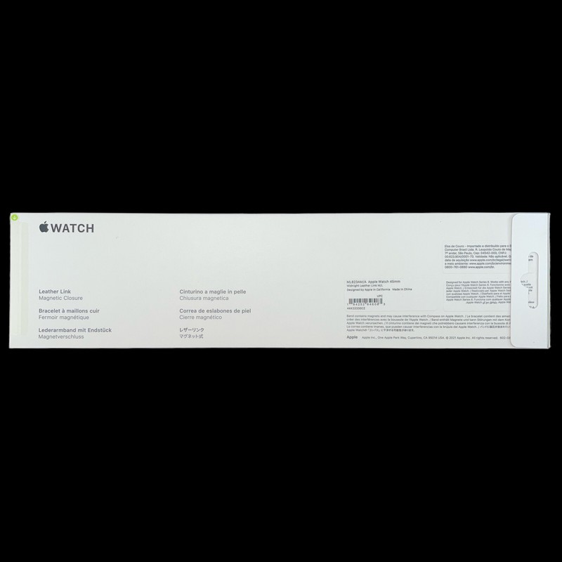Apple iWatch 42mm 44mm 45mm 4 5 6 7 8 9 Ultra SE Leather Link Band Midnight M/L gallery