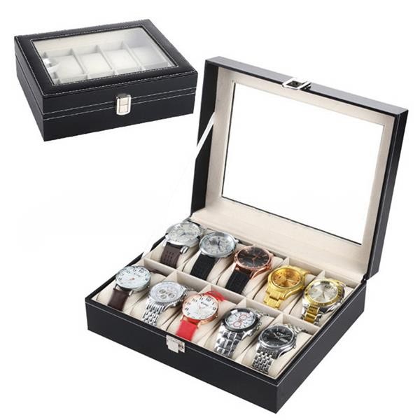 10 Slots Watch Box Jewelry Display Case Dustproof Storage Organizer Gift Box