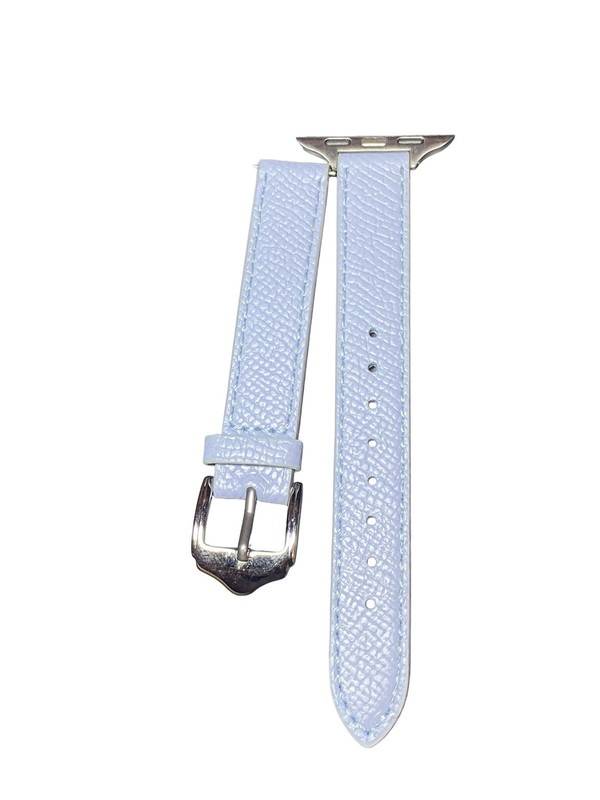 Light Blue Textured Leather Smart Watch Band Replacement Strap