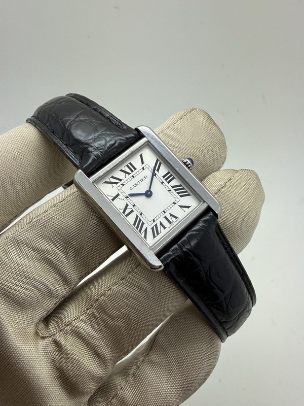 2016 Cartier Tank Solo Steel SM Quartz Leather Strap W5200005 w/ Case + Card