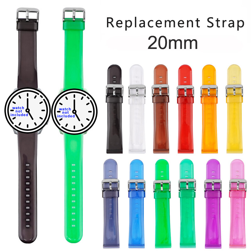 Transparent Strap Jelly PVC Watch Band Generic Bracelet Soft Wristband Belt 20mm