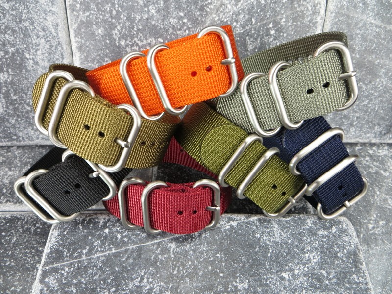 22 mm Germany Ballistic Nylon Diver Strap 3 Rings Wrap Around Watch Band Black O gallery