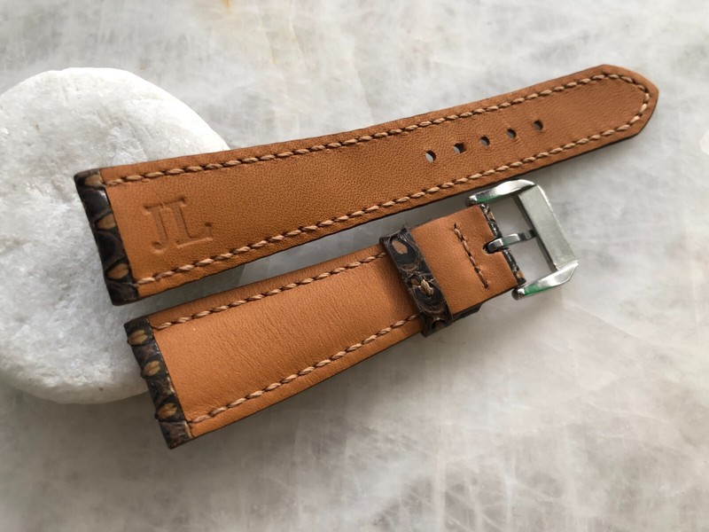FOR SMALL WRIST 19mm/16mm Brown Python Print Leather Watch Strap Band gallery