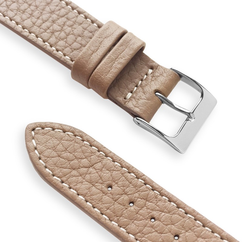 19mm Taupe Spanish Floater Calf Textured Leather Watch Band Strap gallery