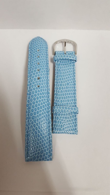 Baby Blue Genuine Leather Replacement Watch Band Strap 20 mm w silver buckle