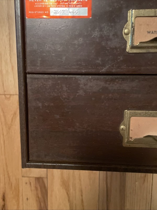 C. & E. MARSHALL 2 DRAWER Metal WATCH STORAGE CABINET WATCHMAKER Empty gallery