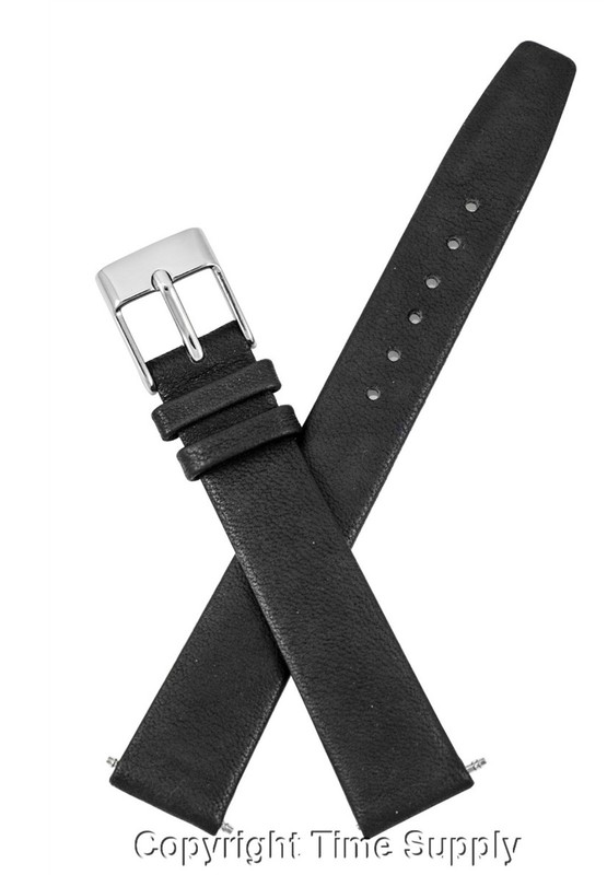 16mm BLACK CALF LEATHER WATCHBAND WITH SPRING BARS