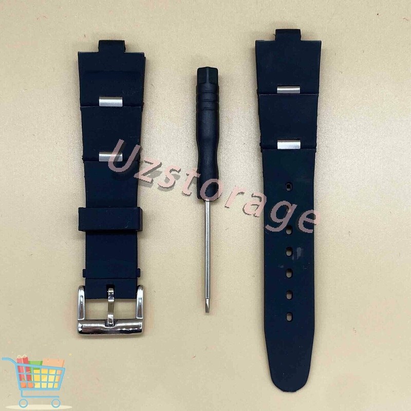 8x22mm Black Silicone Rubber Watch Strap Band Fits For Bvlgari Diagono W/ Tool