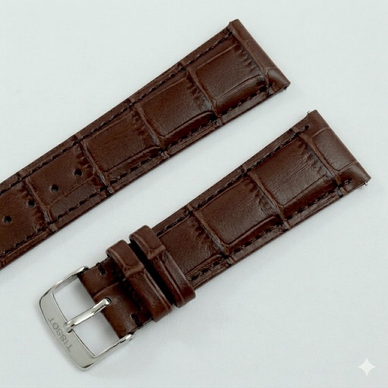 18mm For TISSOT Watch Strap Band Clasp Buckle Bracelet D. Brown Genuine Leather