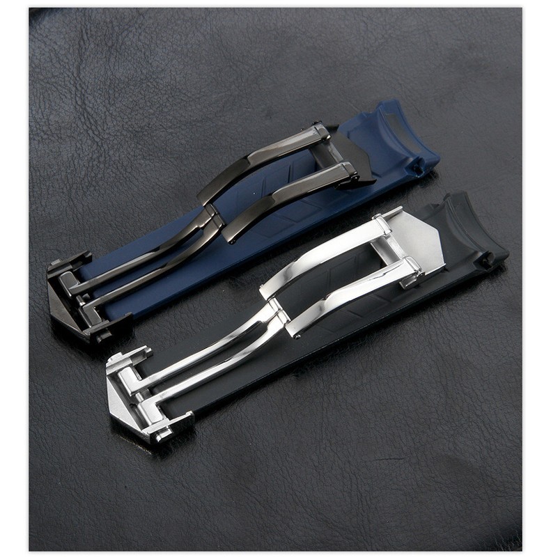 Stainless Steel Folding clasp 18mm Rubber Silicone Strap Buckle For TAG Heuer gallery