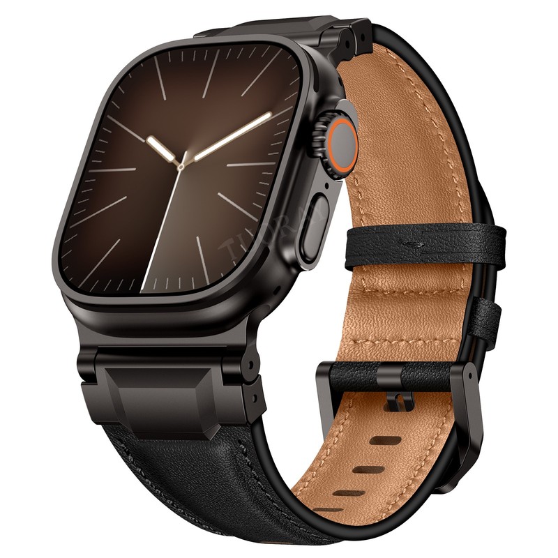 Leather Metal Band Strap for Apple Watch Ultra 3 iWatch Series 11 10 9 8 7 6 SE3