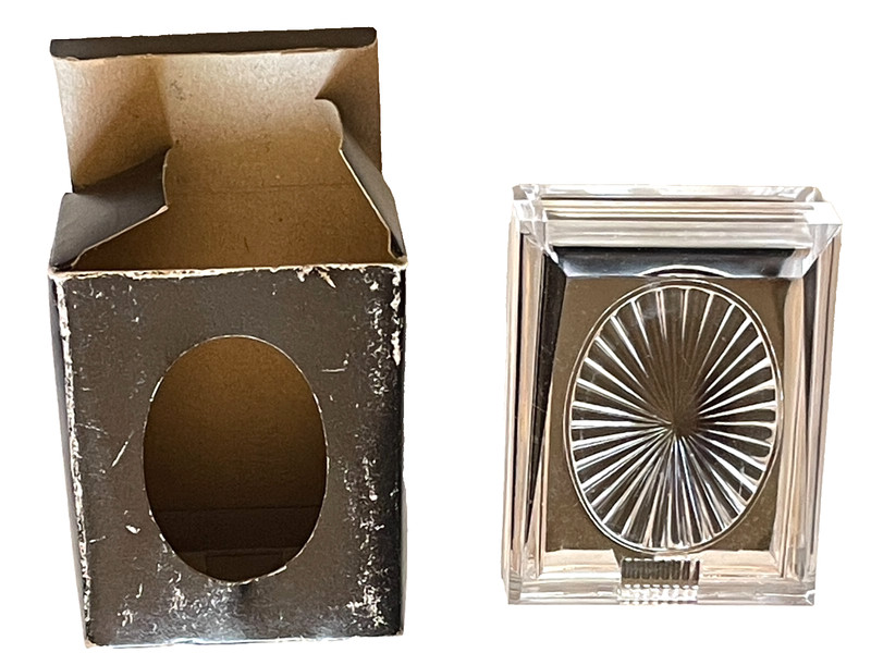 Vtg. Acrylic Jewelry NIB Clear Spring Flip up Presentation Display Box-A- Empty