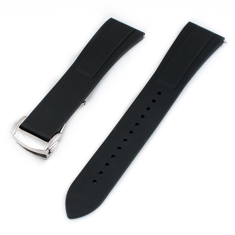 StrapHabit Quick Release Deployant Rubber Watch Strap For Large 21mm, Black