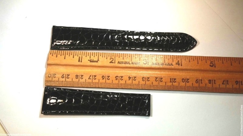 Chopard Band, Black, 20/16mm, Hand-Stitched, ALLIGATOR NEW-115/80 length GENUINE