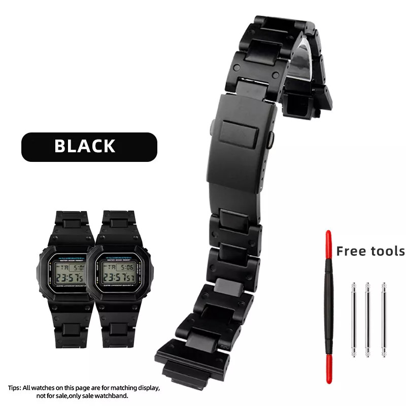 16mm For Casio GA-2100 DW-5600 GW-M5610 Lightweight Plastic Steel Watch Strap